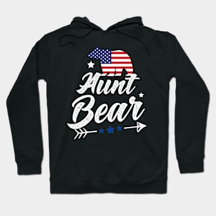 Aunt Bear Patriotic Flag Matching 4th Of July Hoodie